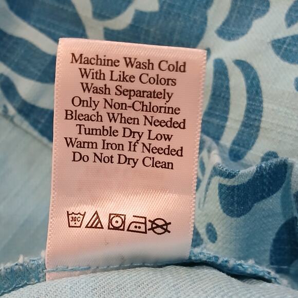 Coldwater Creek Jacket Blue Floral Denim Button Up Teal Blazer 100% Cotton Large - Picture 7 of 7